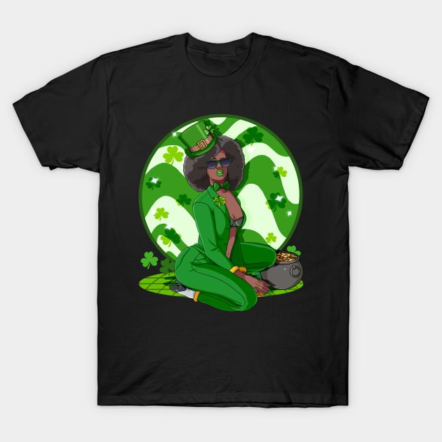 African American Leprechaun St. Patricks Day T-Shirt by Noseking